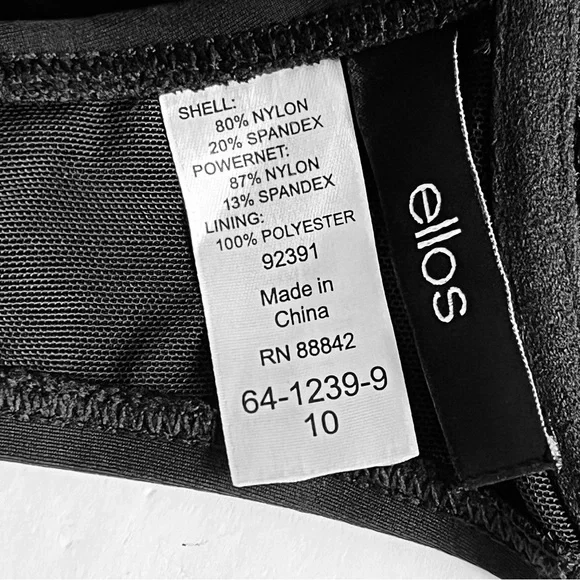 Ellos Bikini Swim Top Sz 10 Black Sexy Modern Underwire Lined Full Coverage - Picture 5 of 6